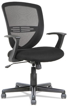 OIF Swivel/Tilt Mesh Mid-Back Task Chair,  Fixed Cantilevered Arms, Black