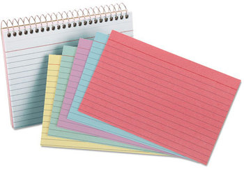 Oxford® Spiral Bound Index Cards,  4 x 6, 50 Cards, Assorted Colors