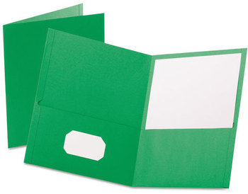 Oxford® Twin-Pocket Folder,  Embossed Leather Grain Paper, Light Green