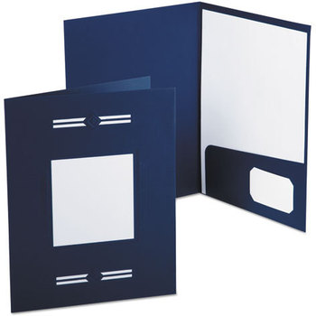 Oxford® Laserview Executive Pocket Folders,  Premium Paper, Blue, 10/Pack
