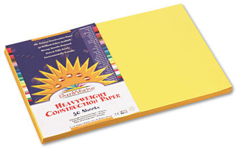 SunWorks® Construction Paper,  58 lbs., 12 x 18, Yellow, 50 Sheets/Pack