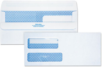 Quality Park™ Redi-Seal™ Envelope,  Security, #9, Double Window, Contemporary, White, 250/Carton