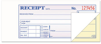 TOPS™ Money and Rent Receipt Books,  2-3/4 x 7-3/16, 2-Part Carbonless, 100 Sets/Book