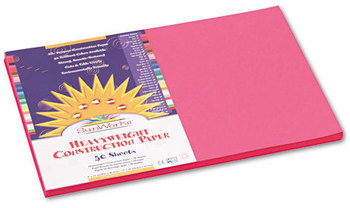 SunWorks® Construction Paper,  58 lbs., 12 x 18, Hot Pink, 50 Sheets/Pack