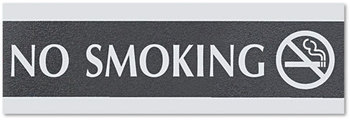 Headline® Sign Century Series Office Sign,  NO SMOKING, 9 x 3, Black/Silver