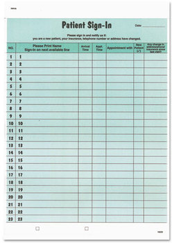 Tabbies® Patient Sign-In Label Forms,  8 1/2 x 11 5/8, 125 Sheets/Pack, Green
