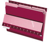 A Picture of product PFX-421013BUR Pendaflex® Interior File Folders 1/3-Cut Tabs: Assorted, Letter Size, Burgundy, 100/Box