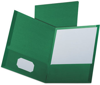 Oxford® Linen Twin-Pocket Folder,  Letter, Hunter Green,25/Box