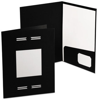 Oxford® Laserview Executive Pocket Folders,  Premium Paper, Black, 10/Pack