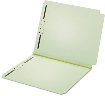 Pendaflex® Dual-Tab Pressboard Fastener Folder 2" Expansion, 2 Fasteners, Letter Size, Light Green Exterior, 25/Box