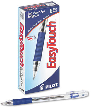 Pilot® EasyTouch™ Ball Point Stick Pen,  Blue Ink, 1mm, Dozen