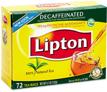 Lipton® Tea Bags,  Decaffeinated, 72/Box