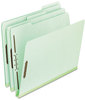 A Picture of product PFX-17178 Pendaflex® Heavy-Duty Pressboard Folders with Embossed Fasteners 1/3-Cut Tabs, 1" Expansion, 2 Letter Size, Green, 25/Box