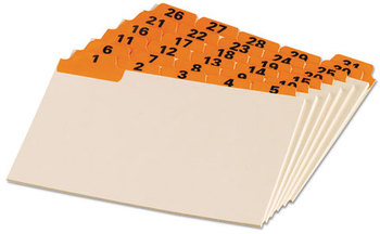 Oxford® Manila Index Card Guides with Laminated Tabs,  Daily, 1/5 Tab, Manila, 4 x 6, 31/Set