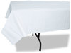 A Picture of product TCO-31108 Tatco Paper Table Cover,  Embossed, w/Plastic Liner, 54" x 108", White, 20/Carton