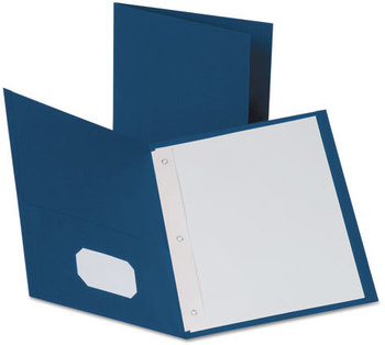 Oxford® Twin-Pocket Folder with Prong Fasteners,  Letter, 1/2" Capacity, Blue, 25/Box