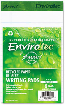 Ampad® Earthwise® Recycled Paper Legal Pads,  Legal/Wide, 5 x 8, White, 40 Sheets, 6/Pack