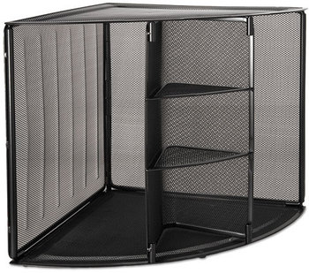 Rolodex™ Mesh Corner Desktop Shelf,  Five Sections, 20 x 14 x 13, Black