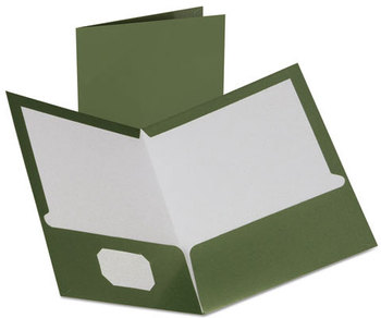 Oxford® Metallic Laminated Twin Pocket Folders,  100-Sheet Capacity, Metallic Green