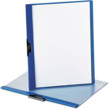 Oxford® ReadyClip™ No-Punch Report Cover,  Letter, Clip Holds 30 Pages, Clear/Blue