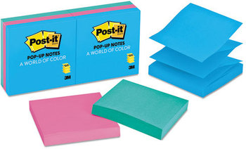 Post-it® Pop-up Notes Original Pop-up Refills,  3 x 3, Three Jaipur Colors, 100/Pad, 6 Pads/Pack