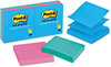 A Picture of product MMM-R330AU Post-it® Pop-up Notes Original Pop-up Refills,  3 x 3, Three Jaipur Colors, 100/Pad, 6 Pads/Pack