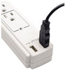 A Picture of product TRP-TLP606USB Tripp Lite Protect It!™ Six-Outlet Surge Suppressor,  6 Outlets, 6 ft Cord, 990 Joules, Cool Gray