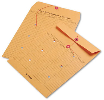 Quality Park™ Brown Kraft String & Button Interoffice Envelope,  10 x 13, 100/Carton