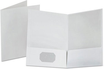 Oxford® Linen Twin-Pocket Folder,  Letter, White, 25/Box