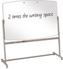 A Picture of product QRT-3640TE Quartet® Total Erase® Reversible Mobile Presentation Easel,  72 x 48, White Surface, Neutral Frame