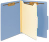 A Picture of product SMD-13701 Smead™ Colored Top Tab Classification Folders with SafeSHIELD® Coated Fasteners Four 2" Expansion, 1 Divider, Letter Size, Blue Exterior, 10/Box