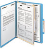 A Picture of product SMD-13701 Smead™ Colored Top Tab Classification Folders with SafeSHIELD® Coated Fasteners Four 2" Expansion, 1 Divider, Letter Size, Blue Exterior, 10/Box