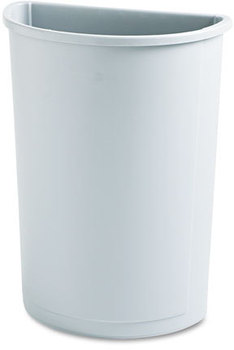 Rubbermaid® Commercial Untouchable® Half-Round Plastic Receptacle,  Half-Round, Plastic, 21gal, Gray