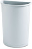 A Picture of product RCP-352000GY Rubbermaid® Commercial Untouchable® Half-Round Plastic Receptacle,  Half-Round, Plastic, 21gal, Gray