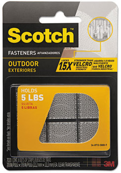 Scotch™ Outdoor Fasteners,  7/8" x 7/8", Clear, 6/Pack