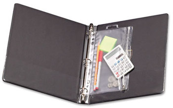 Oxford® Zipper Binder Pocket,  8 x 10-1/2, Clear/White