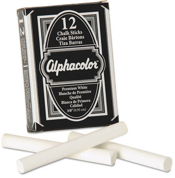 Quartet® Alpha® White Chalk,  White, 12 Sticks/Pack