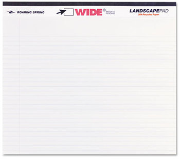 Roaring Spring® WIDE® Landscape Format Writing Pad,  College Ruled, 11 x 9-1/2, White, 40 Sheets
