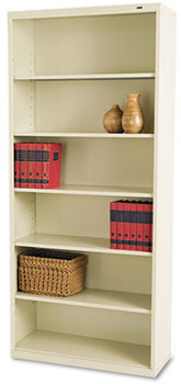 Tennsco Metal Bookcases,  Six-Shelf, 34-1/2w x 13-1/2h x 78h, Putty