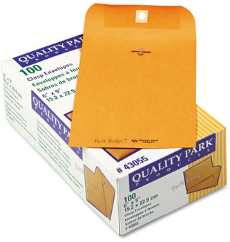 Quality Park™ Park Ridge™ Kraft Clasp Envelope,  6 x 9, Brown Kraft, 100/Box