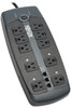 A Picture of product TRP-TLP1008TEL Tripp Lite Protect It!™ Ten- and Twelve-Outlet Surge Suppressors,  10 Outlets, 8 ft Cord, 2395 Joules, Black