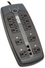 A Picture of product TRP-TLP1008TEL Tripp Lite Protect It!™ Ten- and Twelve-Outlet Surge Suppressors,  10 Outlets, 8 ft Cord, 2395 Joules, Black