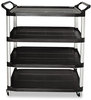 A Picture of product RCP-409600BLA Rubbermaid® Commercial Open Sided Utility Cart,  Four-Shelf, 40-5/8w x 20d x 51h, Black
