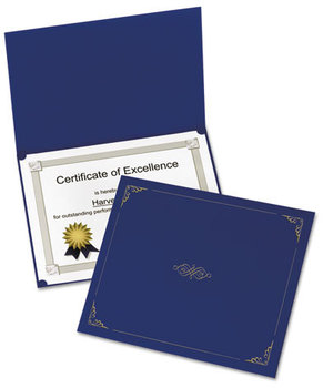 Oxford® Certificate Holder,  11 1/4 x 8 3/4, Dark Blue, 5/Pack
