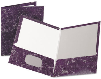 Oxford® Marble Laminated Twin Pocket Folders,  Purple, 25/box