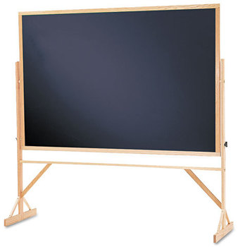 Quartet® Reversible Chalkboard,  72 x 48, Black Surface, Oak Frame