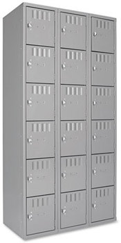 Tennsco Box Compartments,  Triple Stack, 36w x 18d x 72h, Medium Gray