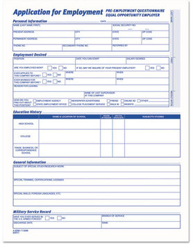 TOPS™ Comprehensive Employee Application Form,  8 1/2 x 11, 25 Forms