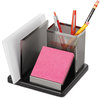 A Picture of product ROL-E23552 Rolodex™ Distinctions™ Desk Organizer,  5 7/8 x 5 7/8 x 4 1/2, Metal/Black
