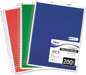 Mead® Spiral® Notebook,  Perforated, College Rule, 8 1/2 x 11, White, 200 Sheets